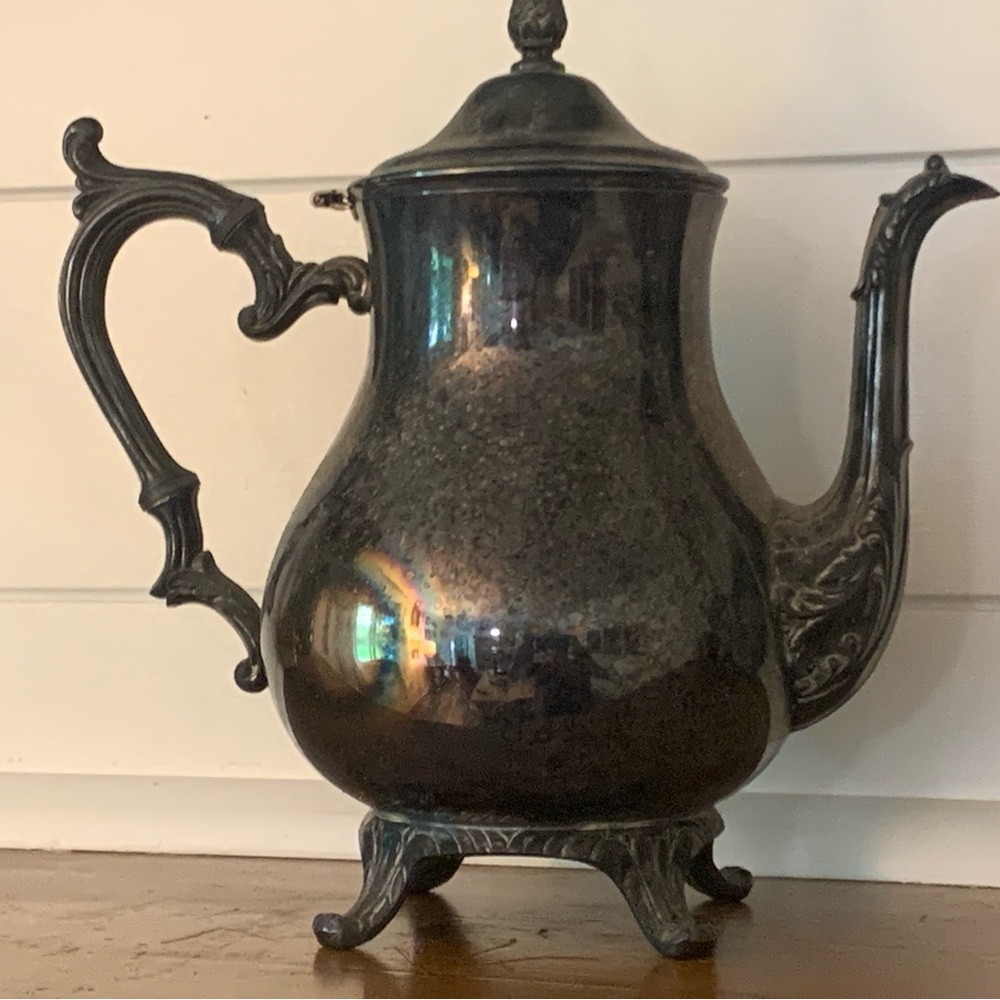 LS Co. Tea / Coffee Pot Silverplated 9" Tall- Uncleaned Patina!!